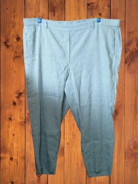 J. Jill Linen Blend Stretch Size 3X Striped Cropped Pull On Pants Beach Coastal
